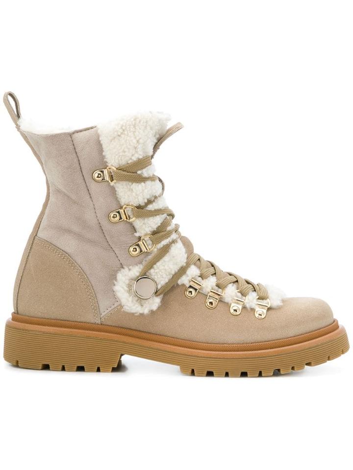 Moncler Berenice Shearling Boots - Neutrals