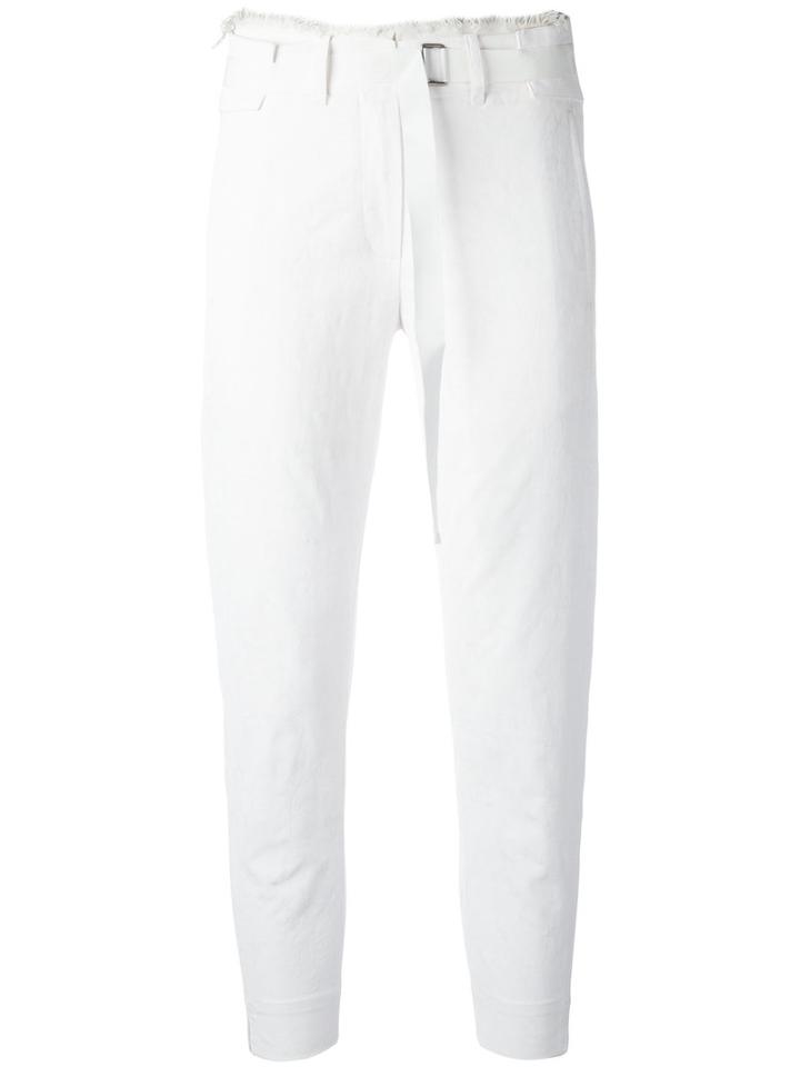 Ann Demeulemeester Raw Hem Waist Trousers, Women's, Size: 36, White, Cotton/linen/flax
