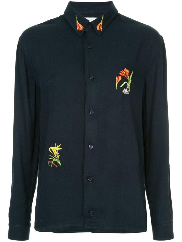 Bruta Flower Embroidered Shirt - Blue