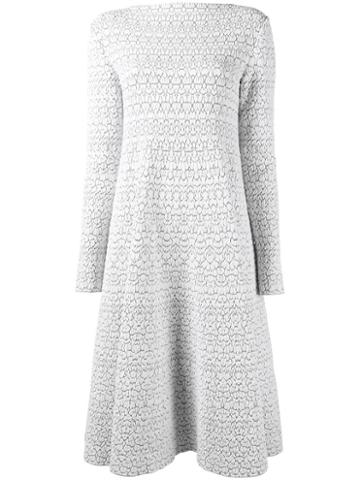 Alaïa Patterned Dress, Women's, Size: 40, White, Viscose/wool/polyester