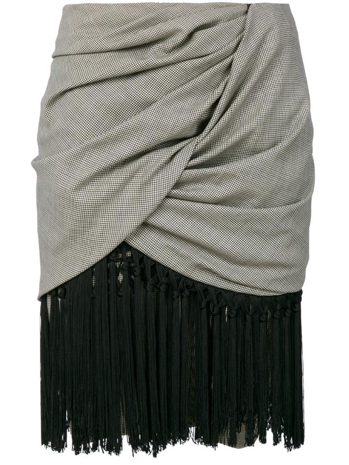 Versace Vintage Prince Of Wales Tassel Skirt - Black