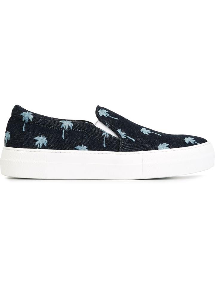 Joshua Sanders Palm Tree Pattern Slip On Sneakers