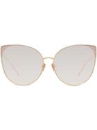 Linda Farrow Flyer Oversized Sunglasses - Gold