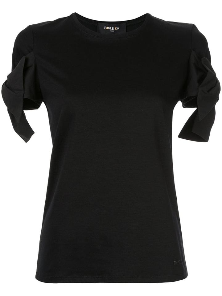 Paule Ka Bow-detail Fitted T-shirt - Black