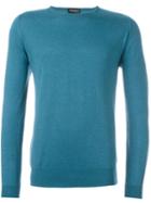 John Smedley Fine Knit Sweater, Men's, Size: M, Blue, Cotton