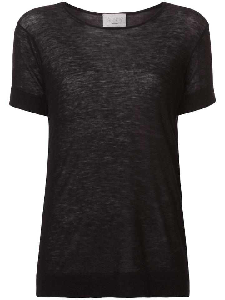 Jason Wu Grey Short-sleeve Fitted Sweater - Black