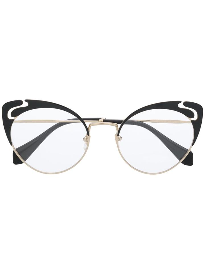 Miu Miu Eyewear Cat Eye Glasses - Gold