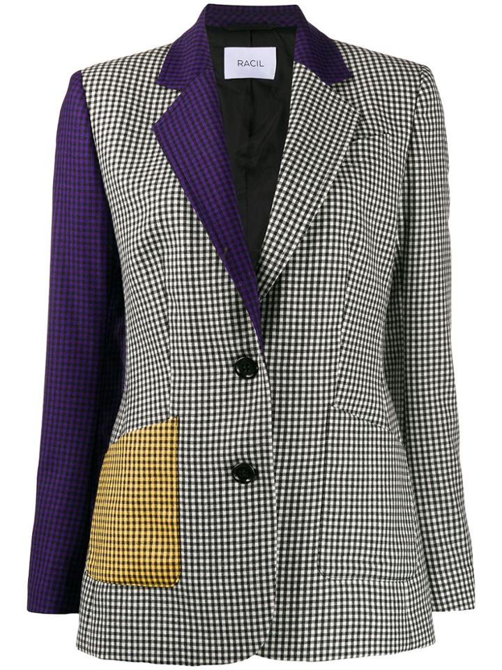 Racil John Patchwork Gingham Blazer - Black