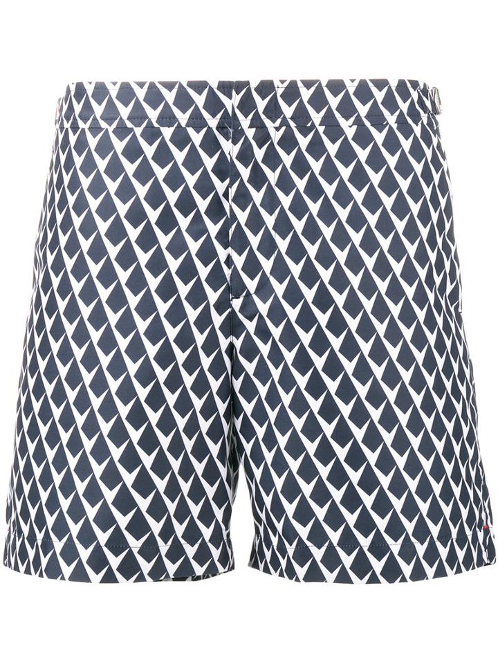 Orlebar Brown Patterned Gilot Swim Shorts, Men's, Size: 32, Blue, Polyester