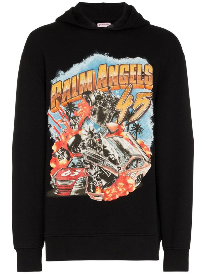 Palm Angels 'palm Car Crash' Logo Hoodie - Black