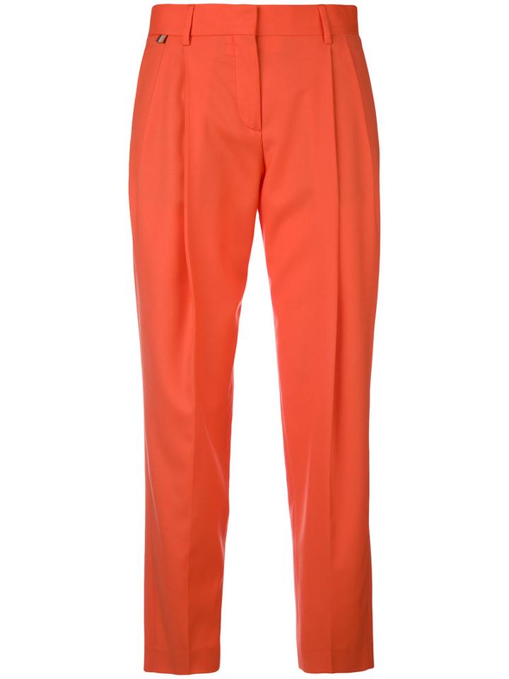 Paul Smith - Straight Pleated Trousers - Women - Wool - 40, Yellow/orange, Wool
