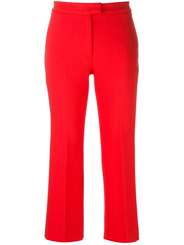 Msgm Cropped Tailored Trousers, Women's, Size: 42, Red, Polyester/viscose/spandex/elastane
