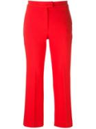 Msgm Cropped Tailored Trousers, Women's, Size: 42, Red, Polyester/viscose/spandex/elastane