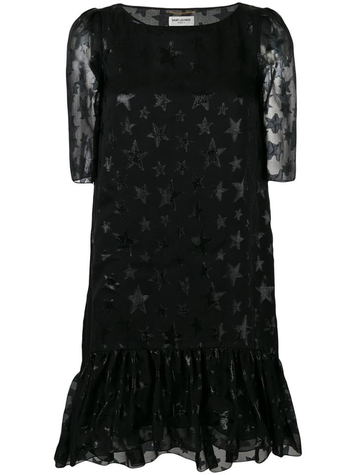 Saint Laurent Star Pattern Midi Dress - Black