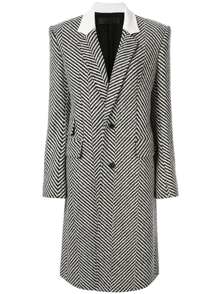 Haider Ackermann Black Black And White Chevron Classic Coat - Grey