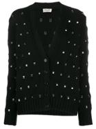 Saint Laurent Ring Embellished Knitted Cardigan - Black