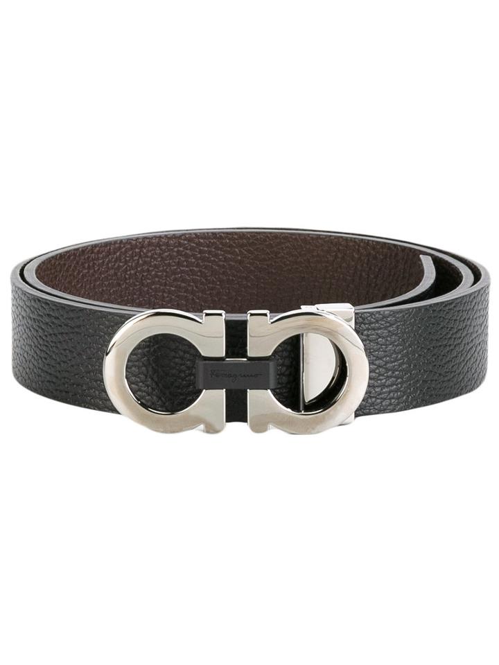 Salvatore Ferragamo Logo Belt, Men's, Size: 95, Brown, Calf Leather