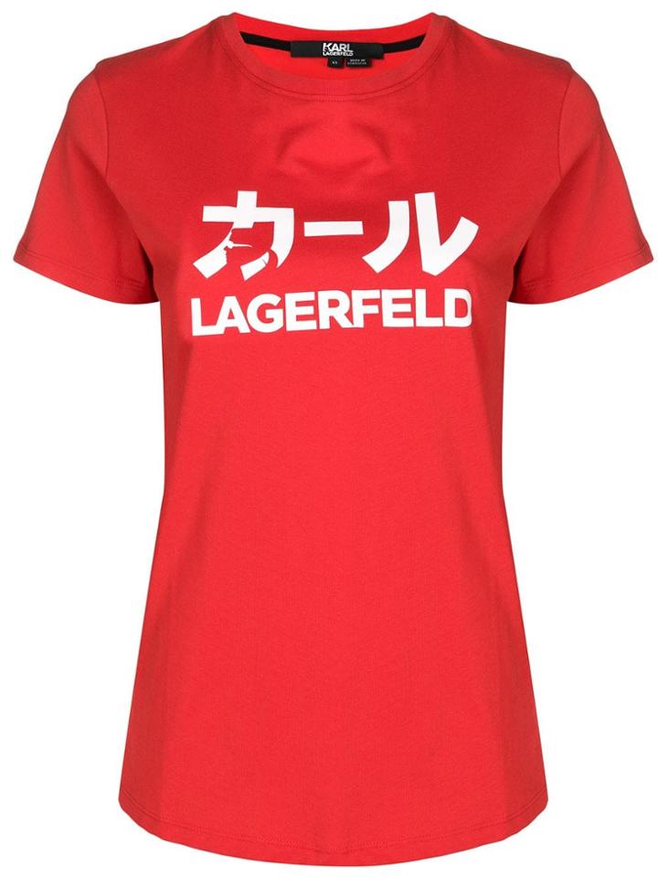Karl Lagerfeld Japan Print Petal Back T-shirt - Red