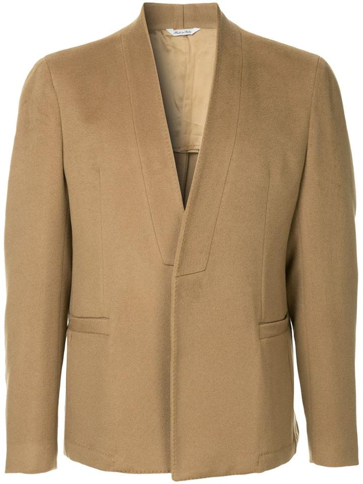 Sartorial Monk Collarless Blazer - Brown