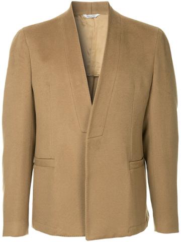 Sartorial Monk Collarless Blazer - Brown