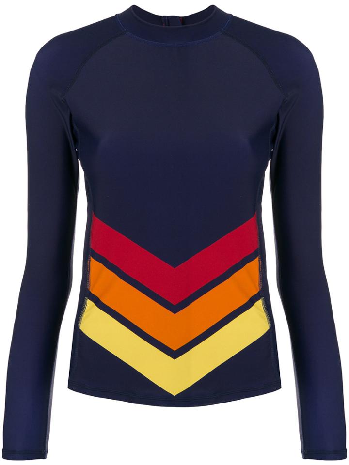 Perfect Moment Chevron Long Sleeve Rash Guard - Blue