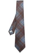 Canali Check Pattern Tie - Brown