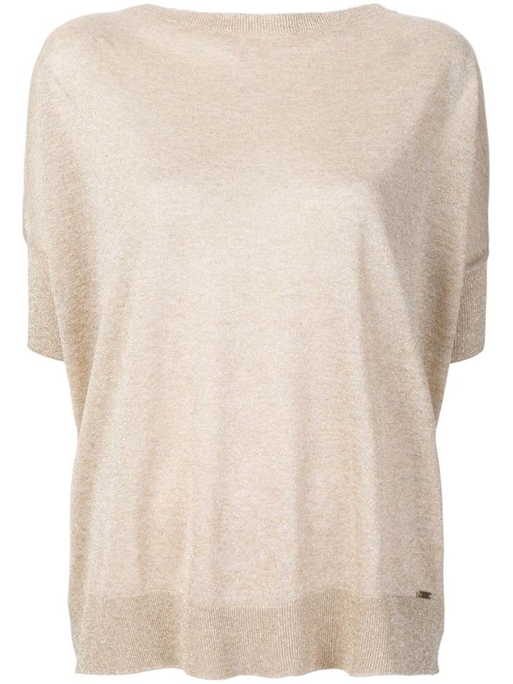 Fay Metallic Knitted Top - Neutrals