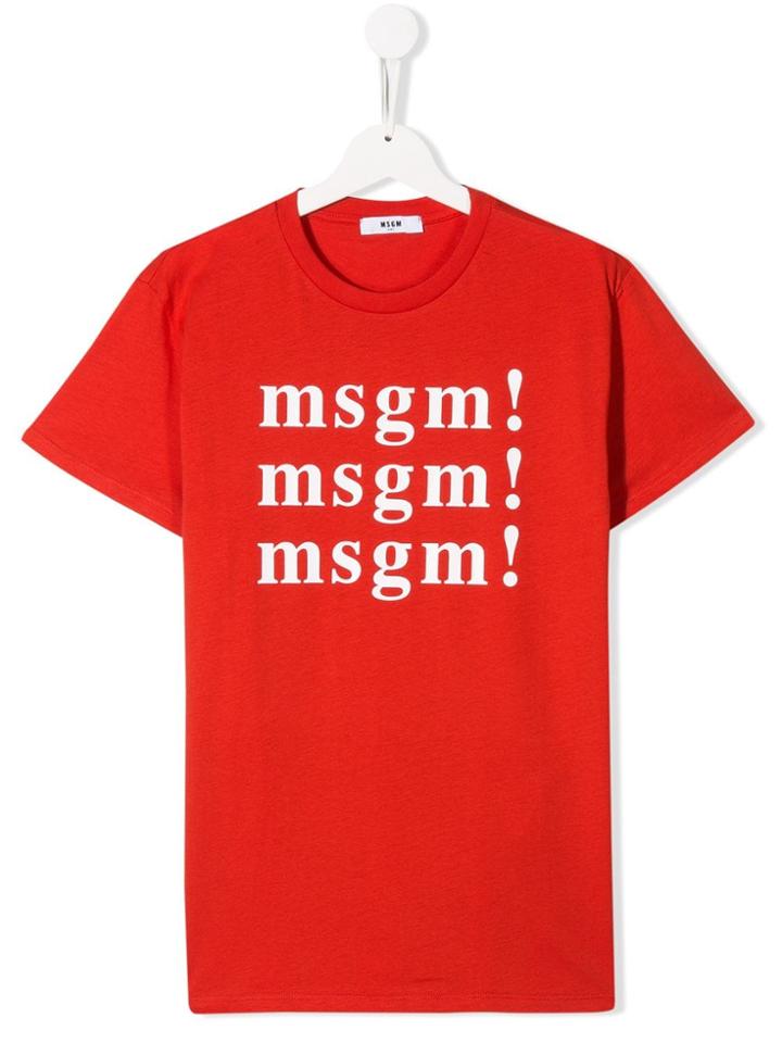 Msgm Kids Logo Printed T-shirt - Red
