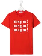 Msgm Kids Logo Printed T-shirt - Red
