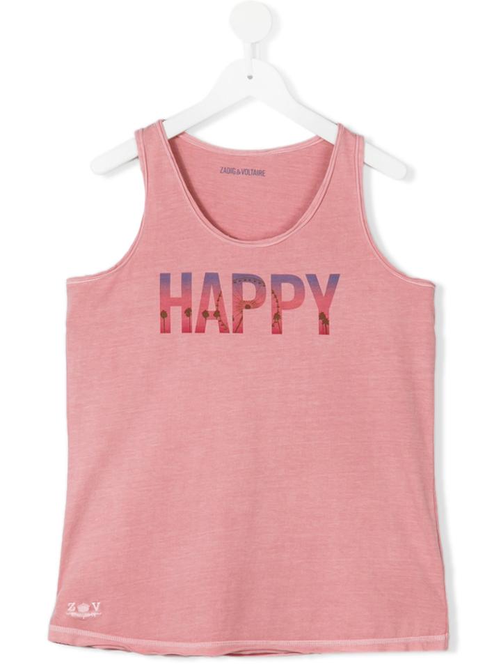 Zadig & Voltaire Kids Teen Happy Print T-shirt - Pink & Purple