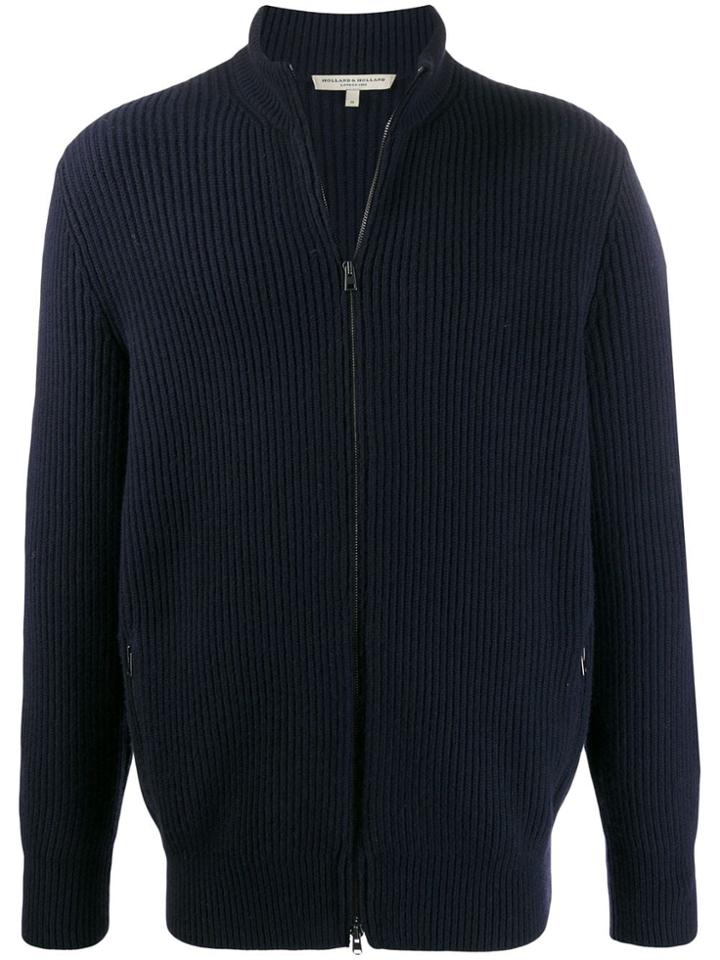 Holland & Holland Ribbed Zip-up Cardigan - Blue