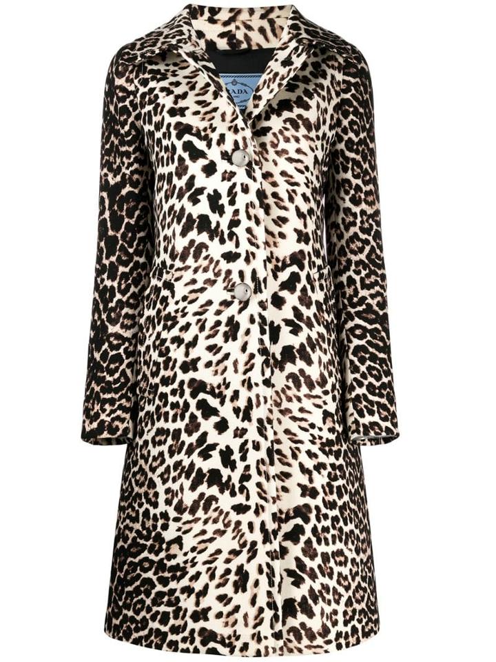 Prada Leopard Print Coat - Black