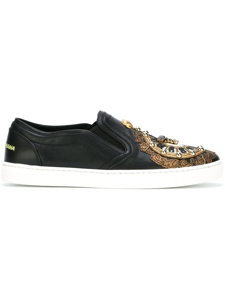 Dolce & Gabbana Clock Appliqué Slip-on Sneakers