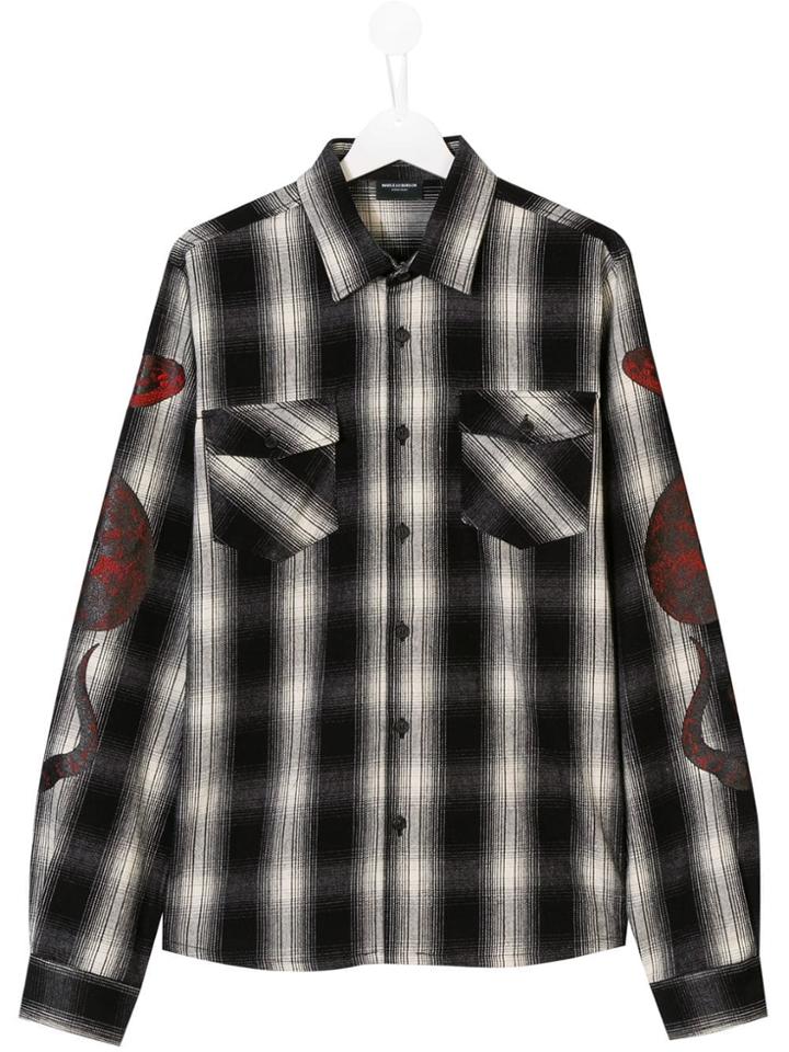 Marcelo Burlon County Of Milan Kids Teen Snake Flannel Shirt - Black
