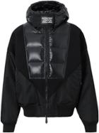 Burberry Puffer Detail Nylon And Neoprene Hooded Jacket - Black