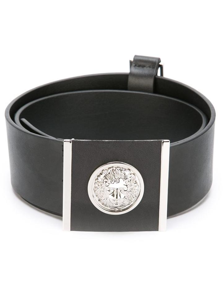Versus - Lion Buckle Belt - Women - Leather - 70, Black, Leather