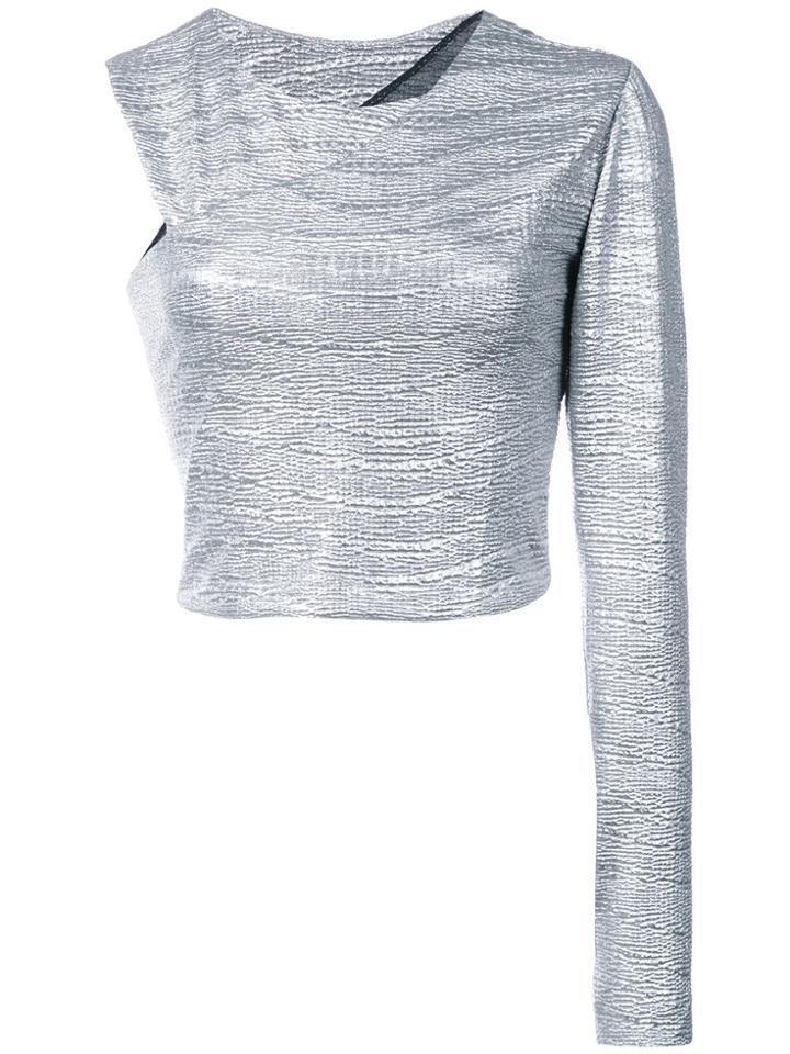 Patbo Single Sleeve Metallic Top