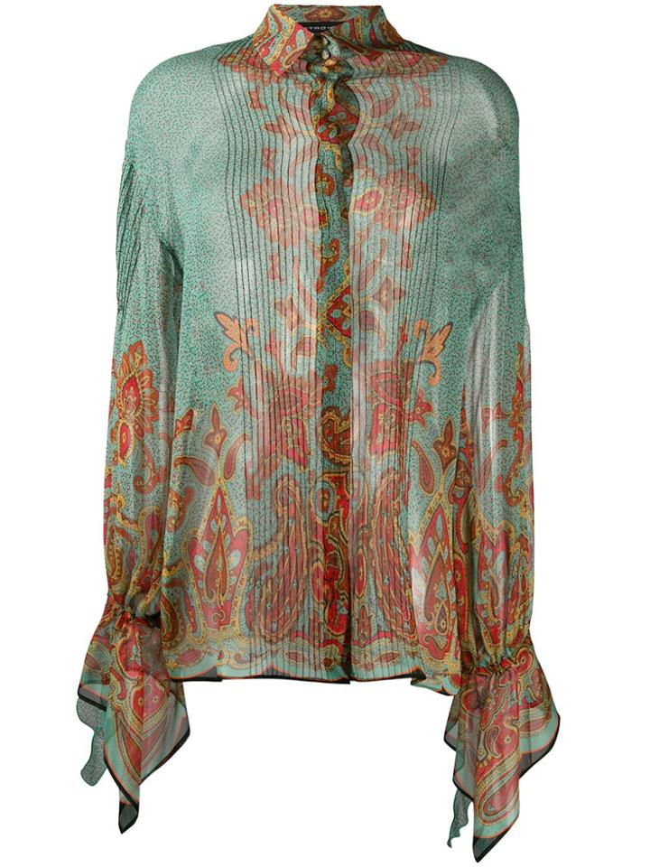 Etro Paisley Print Sheer Shirt - Blue