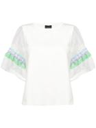 Emporio Armani Gauze Sleeve Scuba Top - White