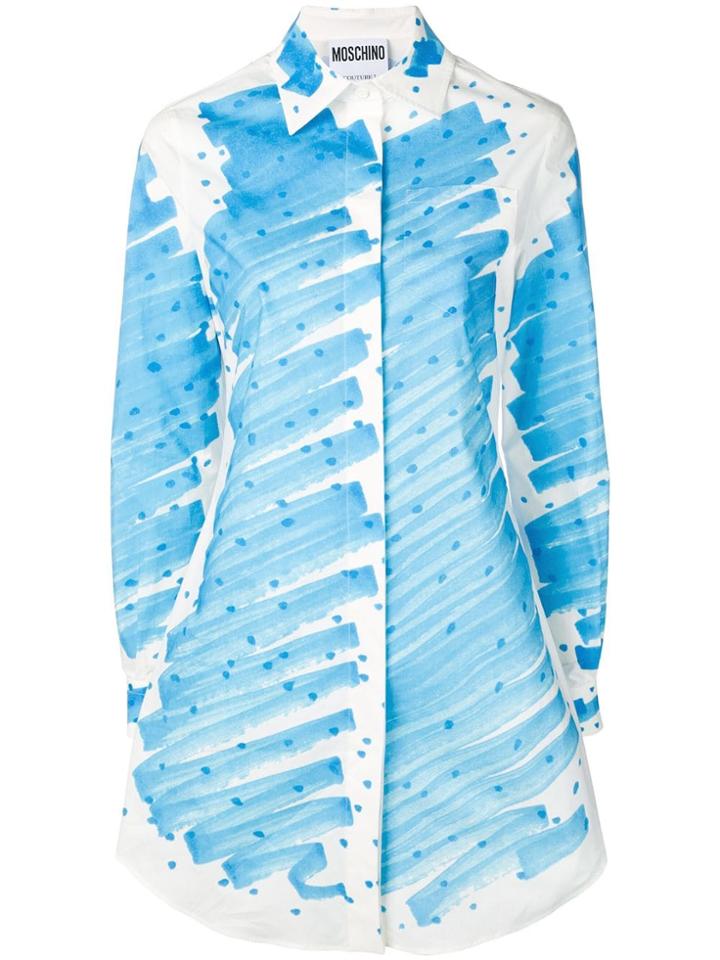 Moschino Brushstroke Shirt Dress - White