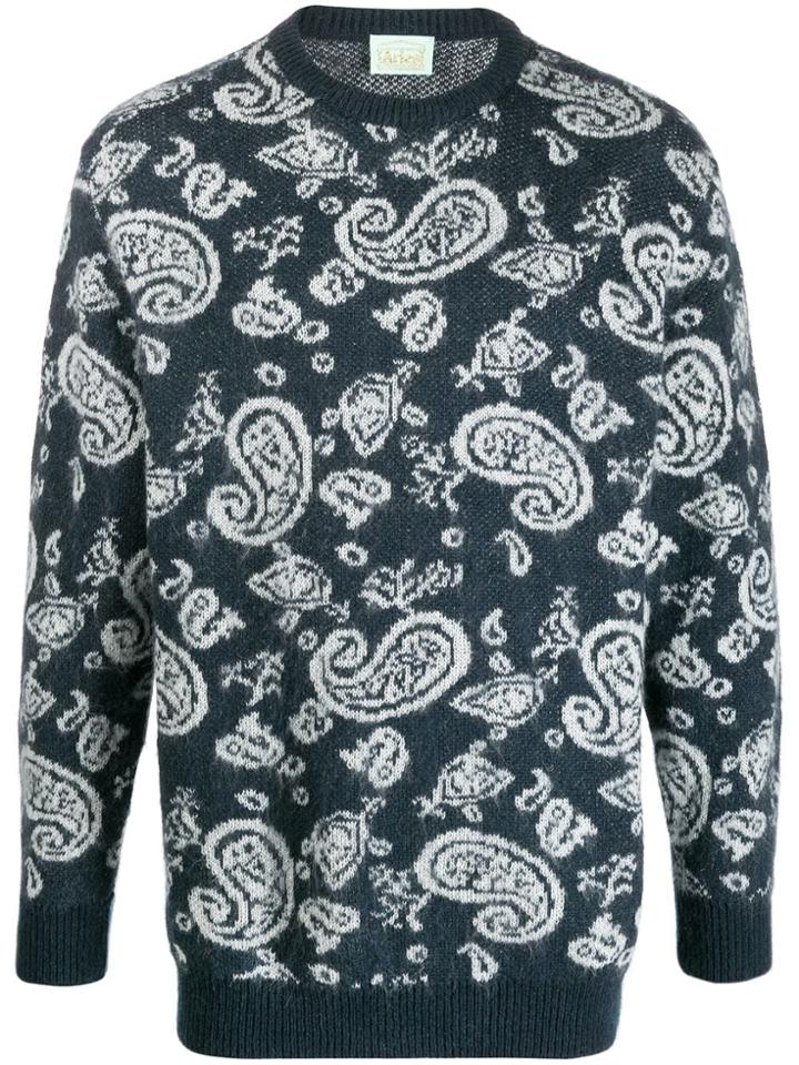 Aries Crew-neck Paisley Jumper - Blue