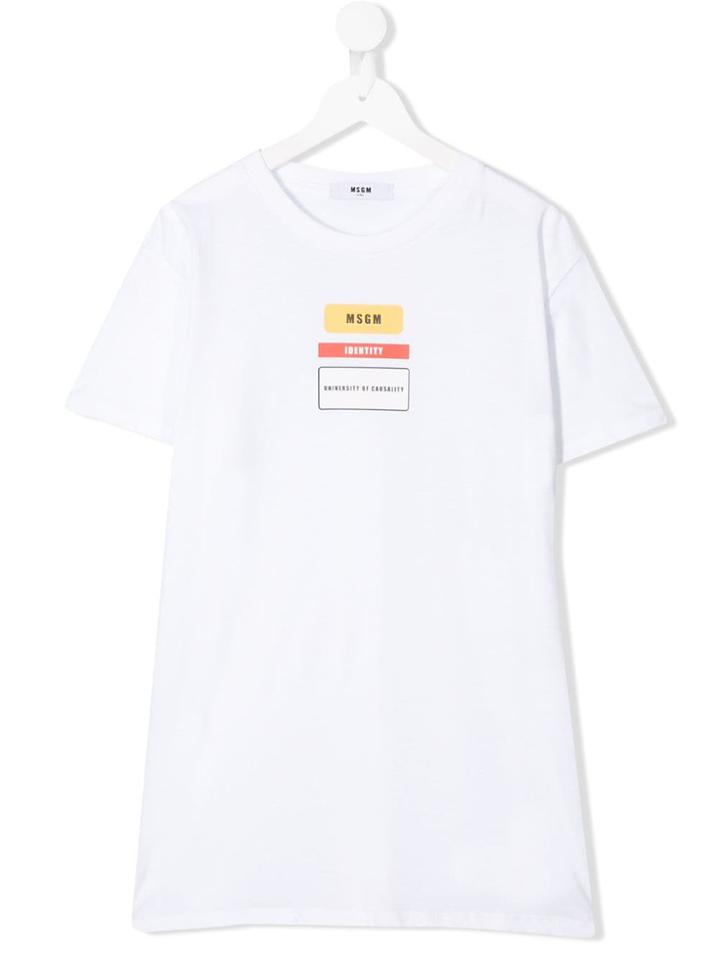 Msgm Kids Teen Identity Print T-shirt - White