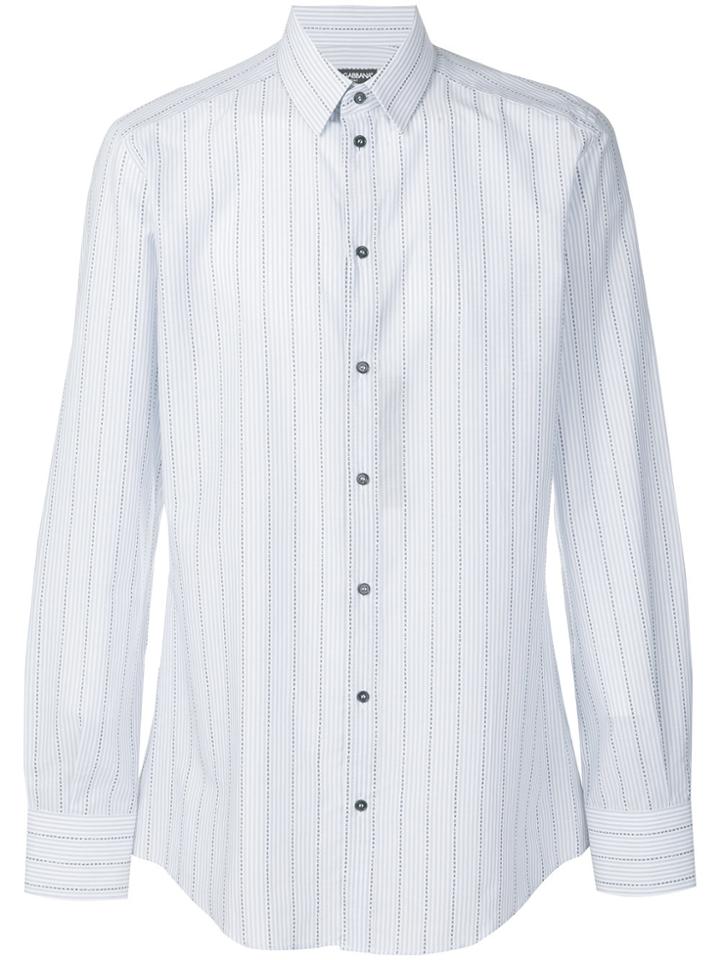 Dolce & Gabbana Brand Striped Shirt - Blue