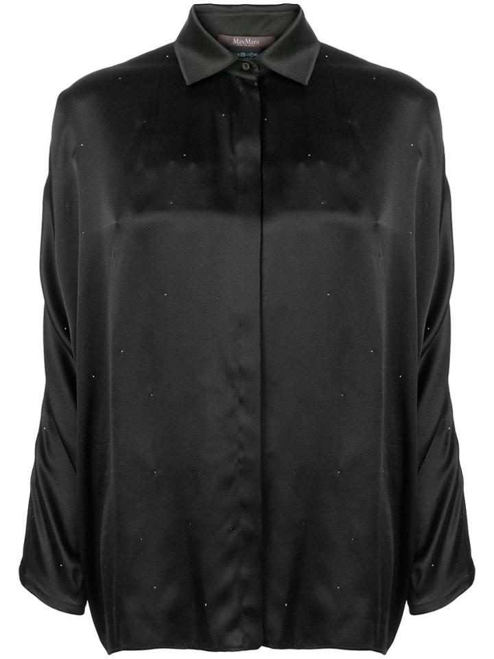 Max Mara Crystal Embellished Silk Shirt - Black