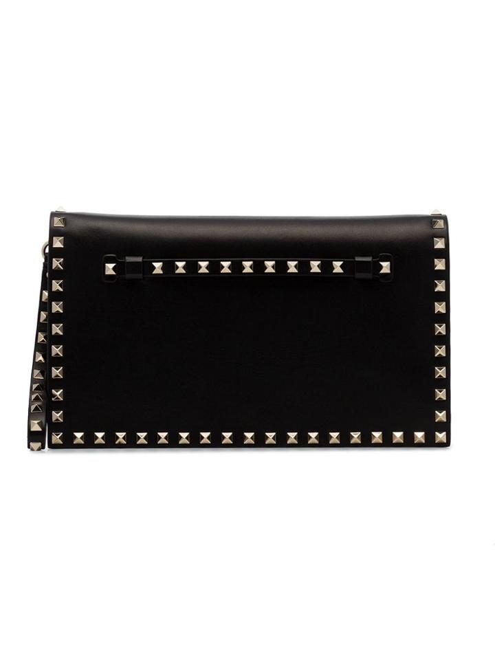 Valentino Black Rockstud Leather Clutch