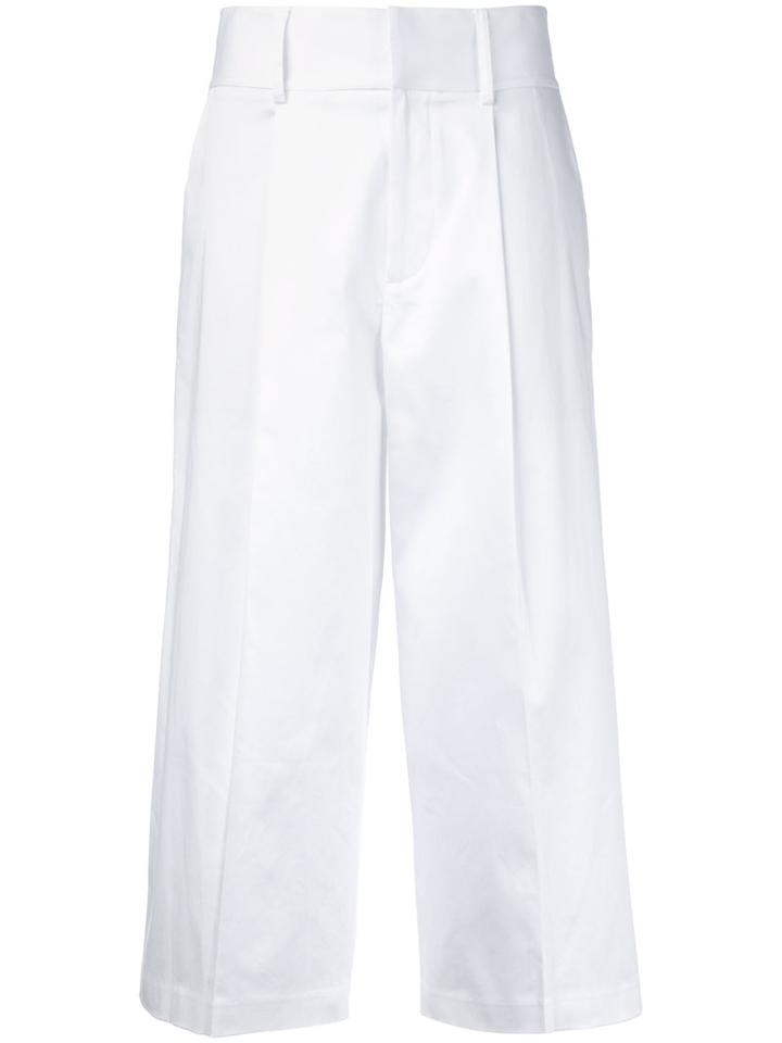 Alice+olivia Santana Cropped Trousers, Women's, Size: 6, White, Cotton/spandex/elastane