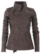 Rick Owens Funnel Neck Biker Jacket, Women's, Size: 40, Cotton/lamb Skin