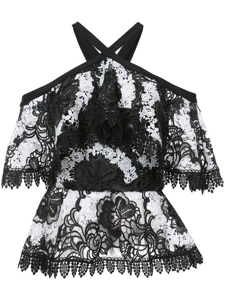 Off-the-shoulder Lace Top - Women - Polyester - 4, Black, Polyester, Christian Siriano