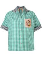 No21 Embellished Chest Pocket Check Shirt - Green