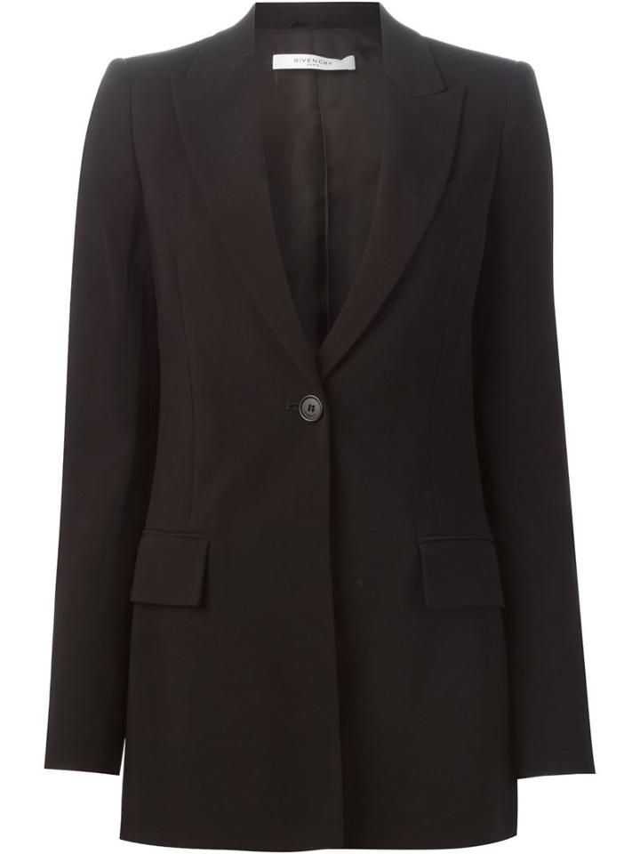 Givenchy Peaked Lapel Blazer, Women's, Size: 42, Black, Viscose/spandex/elastane
